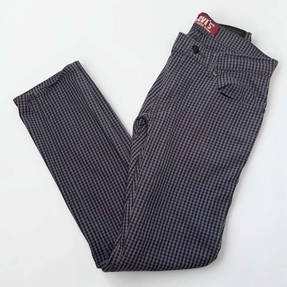 Levi's RedTab Jeans 510 Super Skinny Gingham Plaid Pants Sz 28 waist-16 Yth.